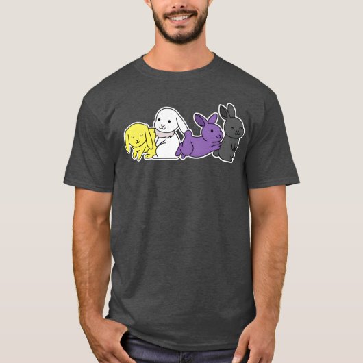 Nonbinary Flag Bunny Design for proud Enbys friend Tシャツ (正面)