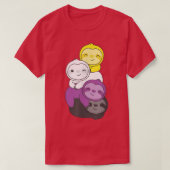 Nonbinary Flag Pile Pride LGBTQ sloths cute Nonbin Tシャツ (デザイン正面)