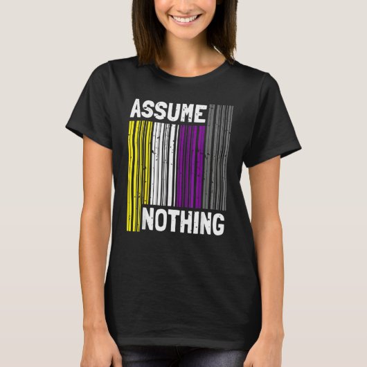 Nonbinary I Lgbt Pride I Flag Barcode I 何も仮定しない Tシャツ (正面)