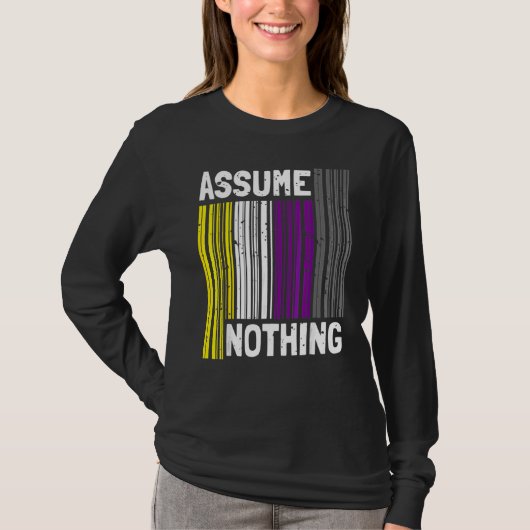 Nonbinary I Lgbt Pride I Flag Barcode I 何も仮定しない Tシャツ (正面)