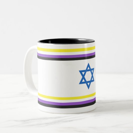 Nonbinary Israel Pride Flag ツートーンマグカップ (正面左)