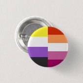 Nonbinary Lesbian 50-50% (both) flag mashup 缶バッジ (正面&裏面)