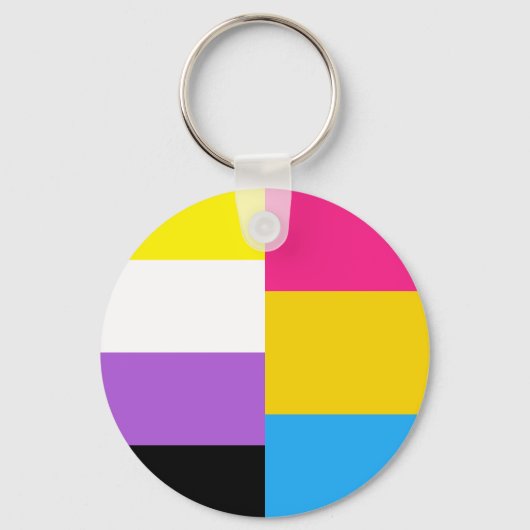 Nonbinary Pansexual Dual Pride Flag キーホルダー (正面)