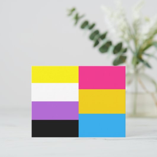 Nonbinary Pansexual Dual Pride Flag ポストカード (スタンド正面)