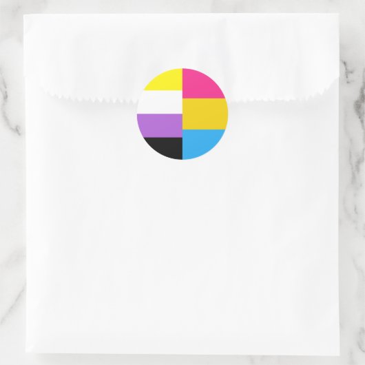 Nonbinary Pansexual Dual Pride Flag ラウンドシール (バッグ)