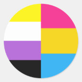Nonbinary Pansexual Dual Pride Flag ラウンドシール (正面)