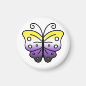Nonbinary Pride Butterfly Magnet マグネット (正面)