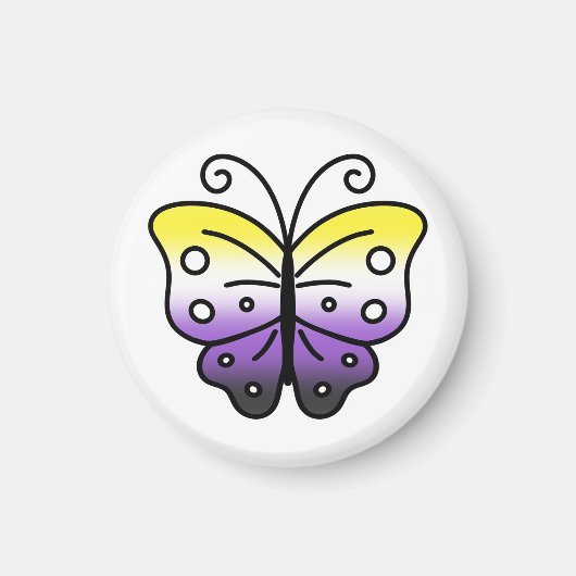 Nonbinary Pride Butterfly Magnet マグネット (正面)