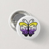Nonbinary Pride Butterfly Pin Badge 缶バッジ (正面&裏面)