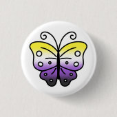 Nonbinary Pride Butterfly Pin Badge 缶バッジ (正面)