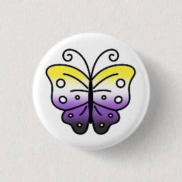 Nonbinary Pride Butterfly Pin Badge 缶バッジ