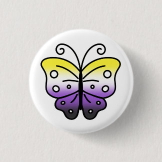 Nonbinary Pride Butterfly Pin Badge 缶バッジ