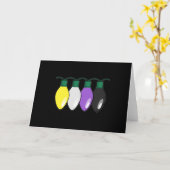Nonbinary Pride Christmas Lights カード (黄色い花)