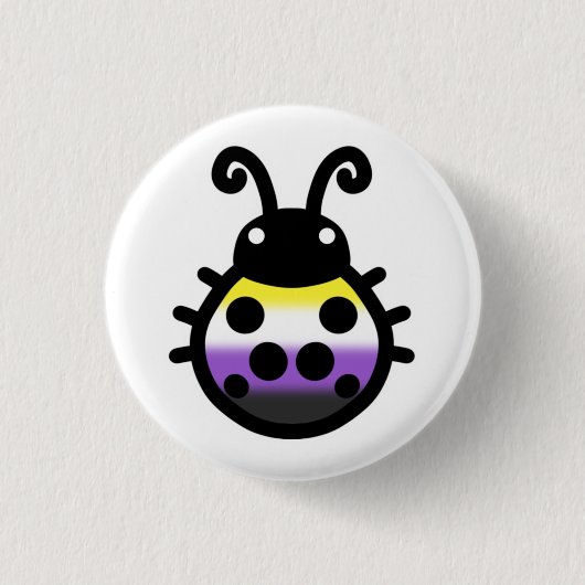 Nonbinary Pride Ladybug Pin Badge 缶バッジ (正面)