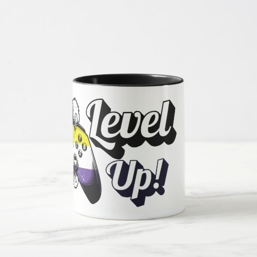 Nonbinary Pride Level Up Tiger Paw Controller Mug マグカップ (中央)