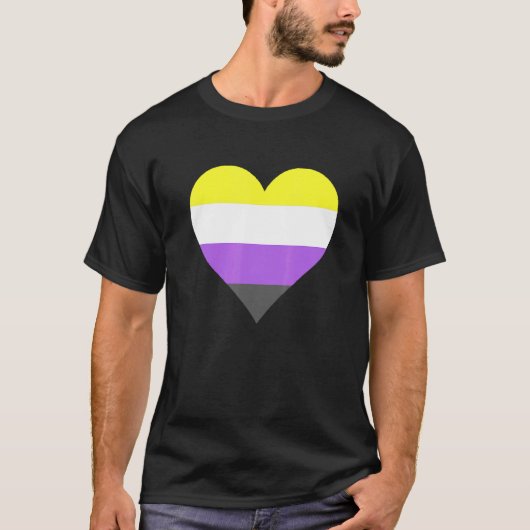 Nonbinary Pride LGBT Nonbinary Heart Nonbinary Fla Tシャツ (正面)