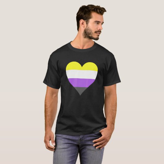 Nonbinary Pride LGBT Nonbinary Heart Nonbinary Fla Tシャツ (正面フル)
