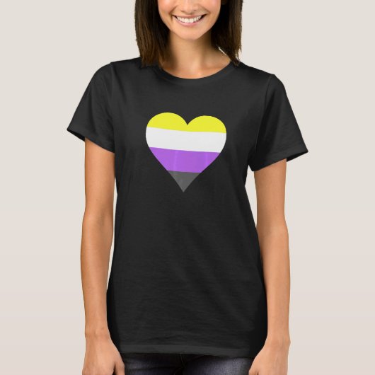 Nonbinary Pride LGBT Nonbinary Heart Nonbinary Fla Tシャツ (正面)