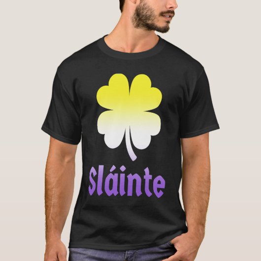 Nonbinary St Patrick's Day Shamrock LGBTQ Enby NB  Tシャツ (正面)