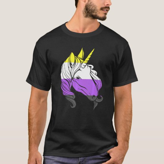 Nonbinary Unicorn Nonbinary Flag LGBTQ Nonbinary P Tシャツ (正面)