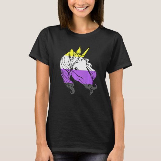 Nonbinary Unicorn Nonbinary Flag LGBTQ Nonbinary P Tシャツ (正面)