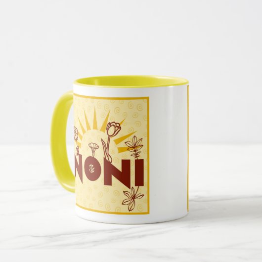 Noniの日が差すことの黄色のイタリアンな祖母のマグのコップ マグカップ (正面左)