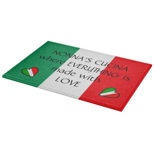 NonnaのCucinaのカスタマイズ可能なイタリアンな旗のハート カッティングボード (角)