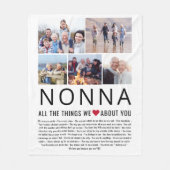 Nonnaフォトコラージュ私たちはあなたについて愛するものリスト フリースブランケット (正面)