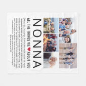 Nonnaフォトコラージュ私たちはあなたについて愛するものリスト フリースブランケット (正面(横))