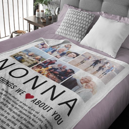 Nonnaフォトコラージュ私たちはあなたについて愛するものリスト フリースブランケット