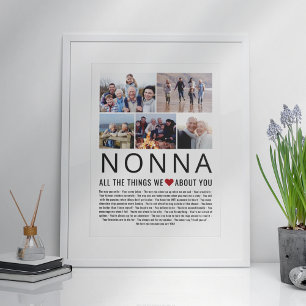Nonnaフォトコラージュ私たちはあなたについて愛するものリスト ポスター