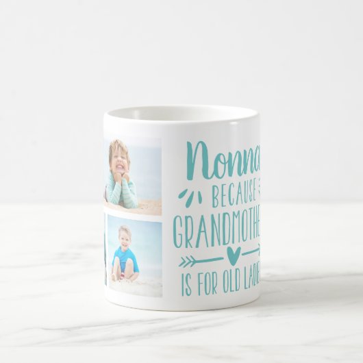 Nonna孫おもしろいの名前とフォトコラージュ コーヒーマグカップ (中央)