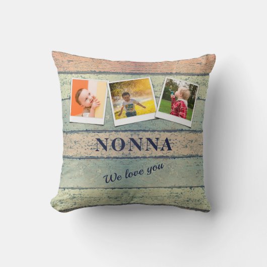 Nonna孫3パーソナライズされたフォトコラージュ クッション (正面)