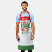 Nonna – 世界のピザシェフ最高の – 赤い白い緑 エプロン (着用した状態)
