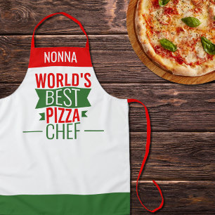 Nonna – 世界のピザシェフ最高の – 赤い白い緑 エプロン