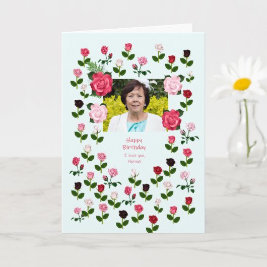 Nonna、誕生日、バラ カード (小さな植物)