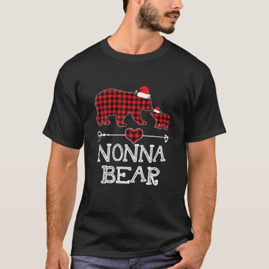Nonna Bear , Red Buffalo Plaid Nonna Bear Pajama Tシャツ (正面)
