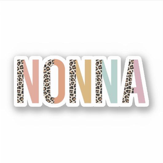 Nonna Leopard Print、Nonna Nana Gift、祖母 シール (正面)