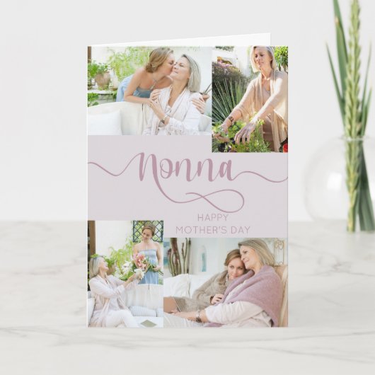 Nonna Mother's Day 4フォトコラージュピンク シーズンカード (正面)