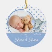 Nonna Nonnoへの昇格男の赤ちゃん写真 セラミックオーナメント (正面)