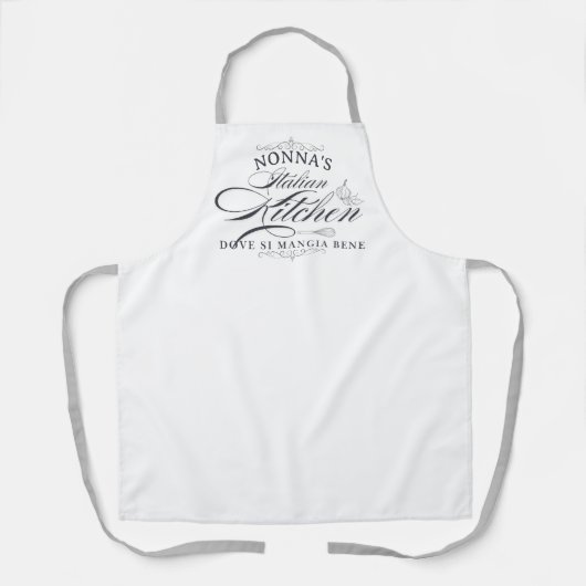 Nonna's Italian Kitchen Pretty Typography  エプロン (正面)
