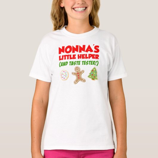 Nonna's Little Helper Christmas Cookies T-Shirt Tシャツ (正面)