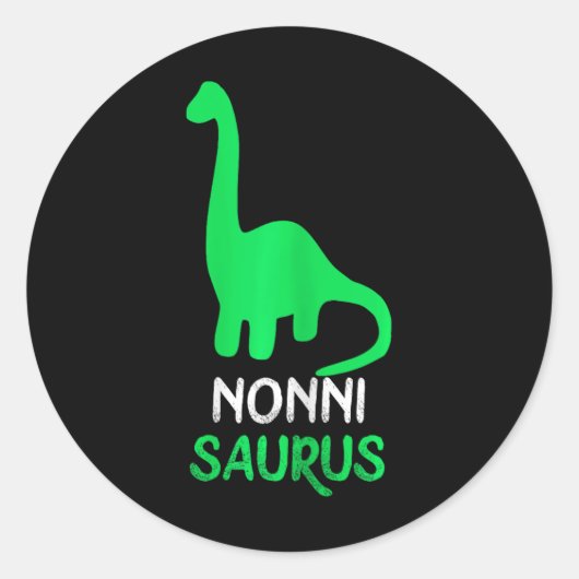 Nonni-saurus Funny Dino Dinosaur Nonnisaurus ラウンドシール (正面)