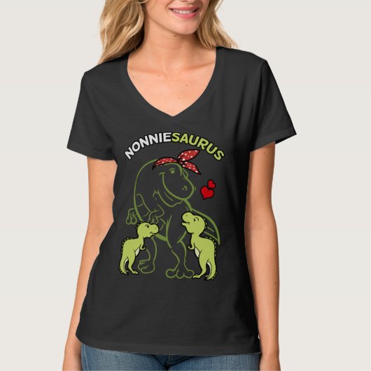 Nonniesaurus Nonnie 2 Kids Dinosaur Mother s Day Tシャツ (正面)