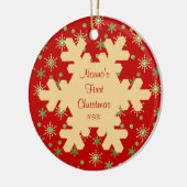 Nonnoの初めてのクリスマスの赤い雪片のオーナメント セラミックオーナメント (左)