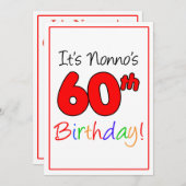 Nonnoの60歳誕生日パーティー 招待状 (正面/裏面)