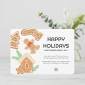NonPhotoベーカリージンジャーブレッドサンキューホリデーカード 招待状 (スタンド正面)