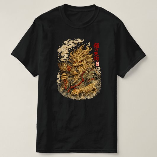 Noodle Tengu – Japanese Myth Monster Made of Ramen Tシャツ (デザイン正面)