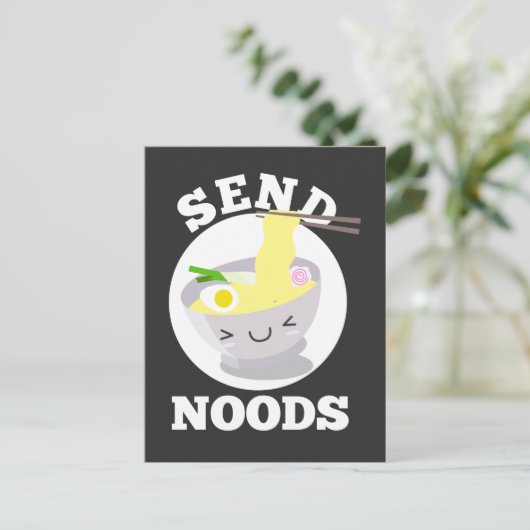Noodsアジアかわいいラーメン丼食を送る ポストカード (スタンド正面)
