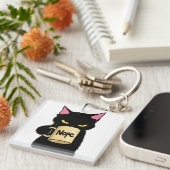Nope Cat Coffee Mug – Funny Black Cat Attitude  キーホルダー (正面右)